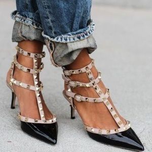 Valentino Rockstud Heel Black/Tan